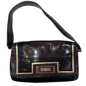 Anya Hindmarch Bag Brown Black Gold Magnetic Closure Gold Tone Shoulder Bag